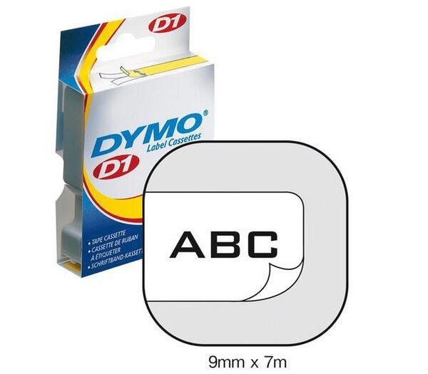 Tape D1 Black On White 9mmx7m