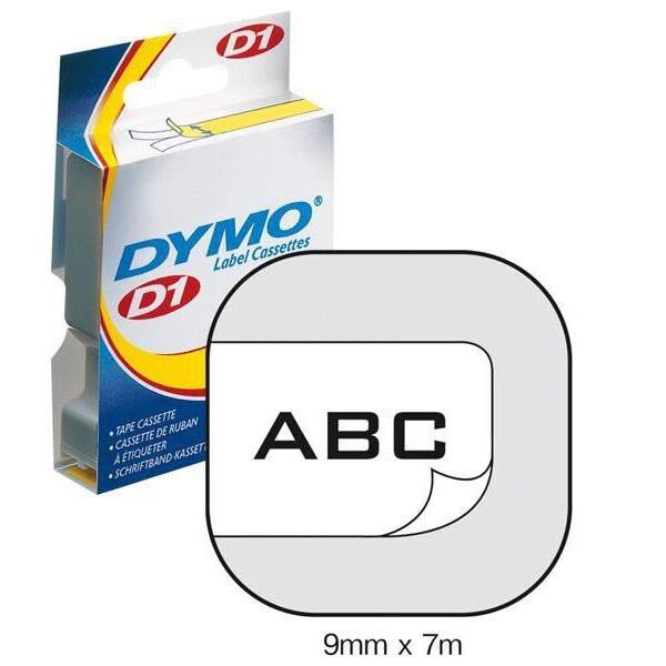 Tape D1 Black On White 9mmx7m