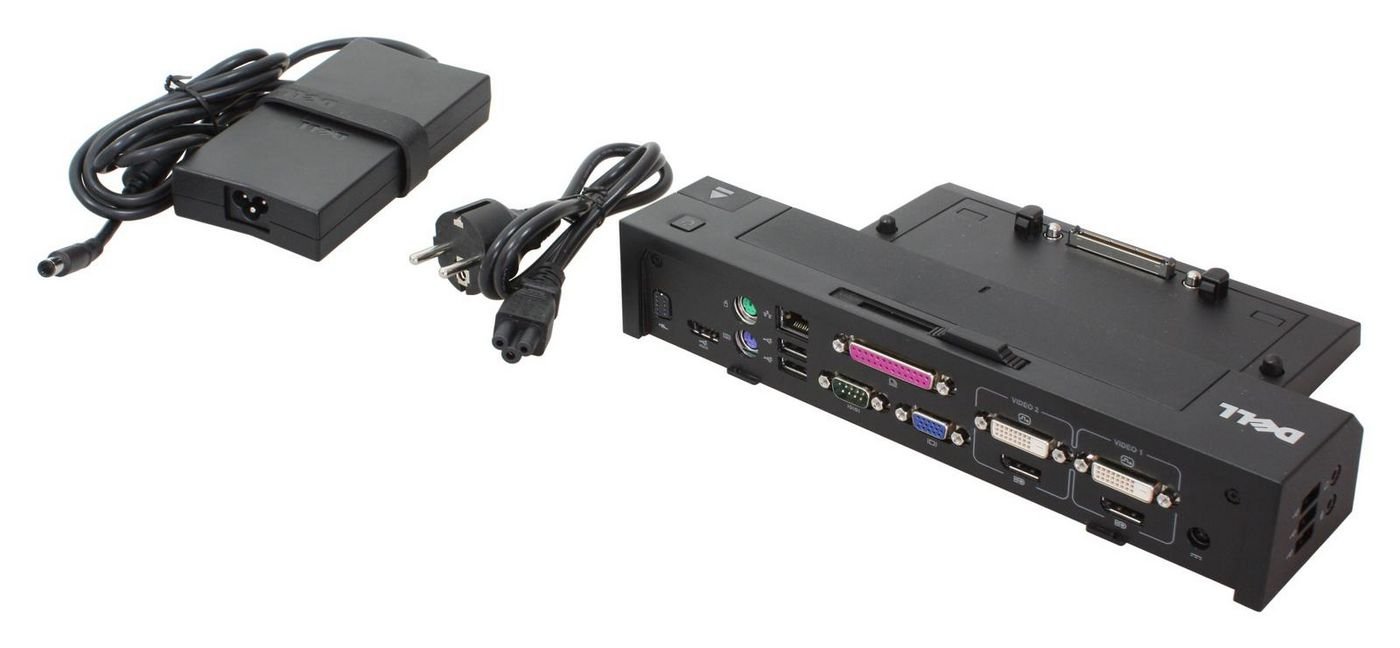 452-107601430.jpg Advanced Port Replicator for Latitude E Series W/ 130-Watt Power Adapter Cord - Image 1