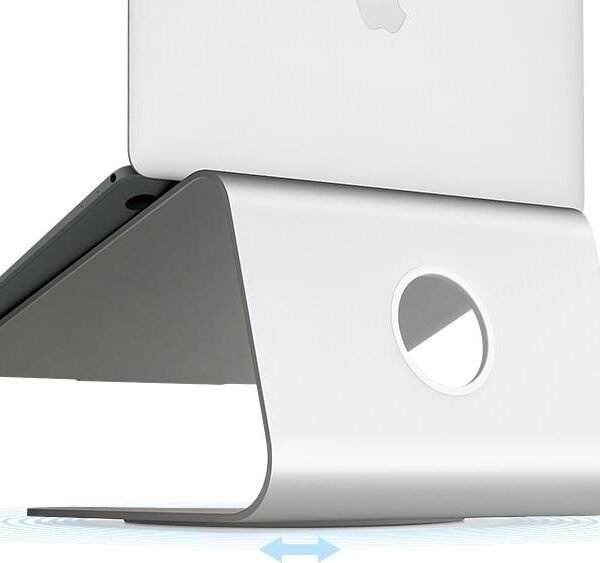 mStand360 Laptop Stand, Silver w/ Swivel Base