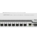 Cloud Router Switch DC 800mhz 512MB RAM, 1xGigabit LAN 8 x SFP+ cages, RouterOS L5 or SwitchOS (dual boot) Passive DT Case, RM Ears