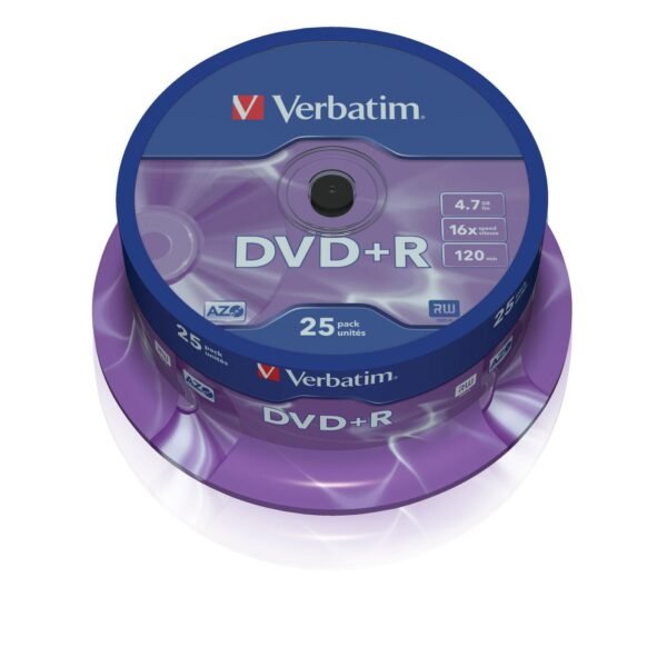 DVD+R  16X 4.7GB Branded Matt Silver,25 Pack