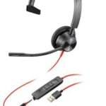 Blackwire 3315 with USB And  Jack 3mm re 3315, Headset,  Head-band, Calls & Music, Black, Monaural, PTT,Play/pause,Track <lt/>,Track