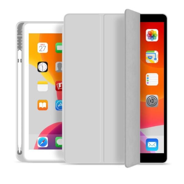 iPad 9.7 2018/2017 SEATTLE  Pencil Case. Grey PU leather  front with soft TPU back and pencil slot.