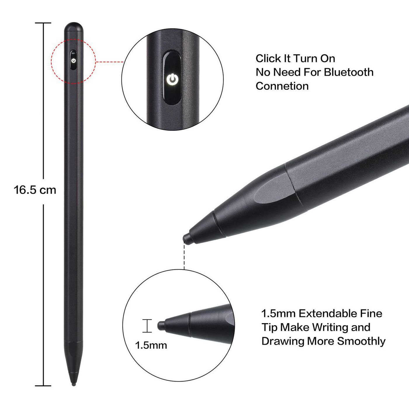 Img_25232599.jpg Stylus Pen Active Active Stylus Pen for, Black Colour - Image 1