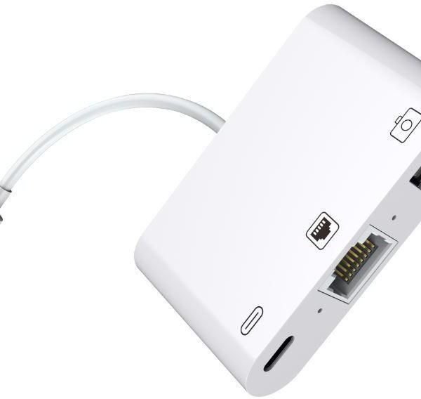LIGHTNING HUB - iPhone / iPad Lightning - RJ45 + Power  Adapter with Lightning Connector