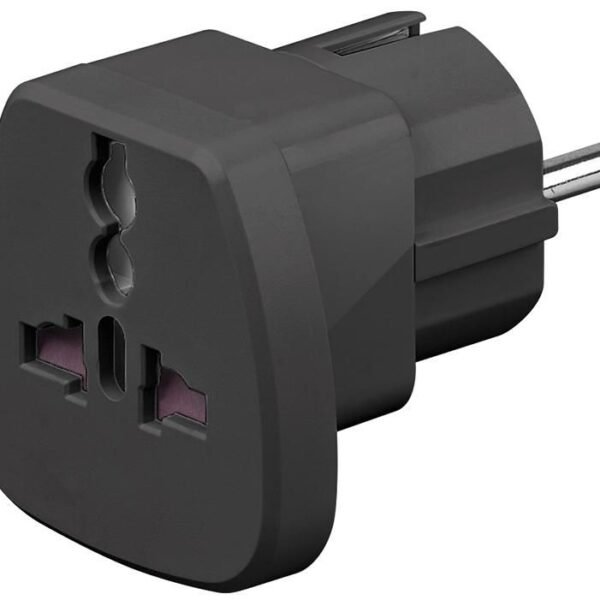 Universal Travel adapter black work to UK, US, DK, CH, IT. This adapter doesn't convert line voltage!