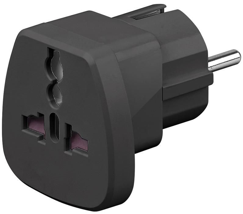 Img_25425289.jpg Universal Travel adapter black work to UK, US, DK, CH, IT. This adapter doesn't convert line voltage! - Image 1
