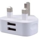 Dual USB charger 2.1 A UK DC 5V, 2.1A, White charges up  to two smartphones, cameras and other USB devices simultaneously