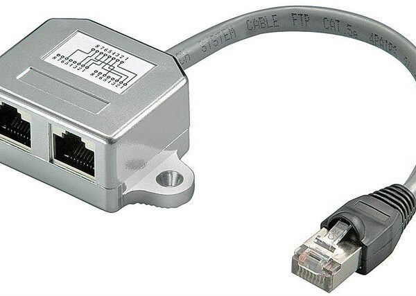Cable splitter (Y-adapter) Y-ADAPTER RJ45 - 2x RJ45 M/F  (network doubler), pinout: 2x CAT 5 Ethernet shielded