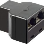 RJ45 Ethernet Y-Adapter RJ45 RJ45 - 2x RJ45 F/F, 8P/8C Plastic housing, Black, connected 1:1