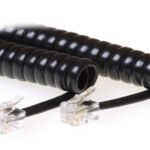 RJ10-RJ10 1,5M M/M Black Coiled cable