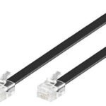 Modular Straight RJ12 6C/6P 2m Flat cable, Black