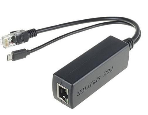 Img_25425686.jpg PoE Splitter, 5V 2.4A Ethernet to RJ45 + MicroUSB Black, Compliant with IEEE 802.3af - Image 1