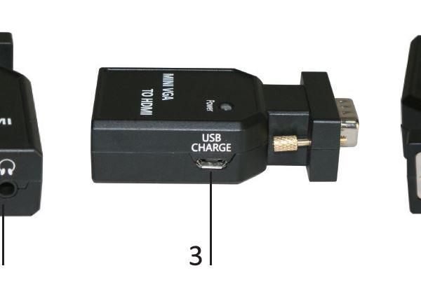 Mini VGA to HDMI Converter Mini VGA housing with Audio Input, USB 5V Input