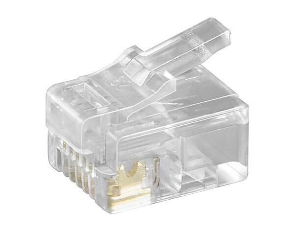 Modular Plug RJ12 6P6C, 10pcs Unshielded version, for round cables,  6pol. connected