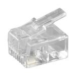 Modular Plug RJ11 6P4C, 10pcs Unshielded version, for round cables, 4pol. connected