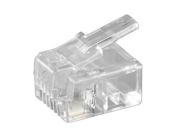 Modular Plug RJ11 6P4C, 10pcs Unshielded version, for round cables, 4pol. connected