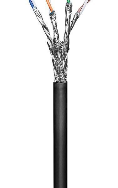 S/FTP CAT6 Outdoor 100m Black Stranded AWG 27 CCA, Jacket PE Non-terminated flexible data-/patchcable for Home-/outdoor using