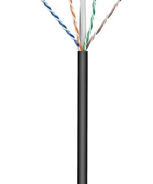 U/UTP CAT6 Outdoor 100m, Black Solid, AWG 23/1 CCA, Jacket PE With LSA connection technology for Home-/outdoor using