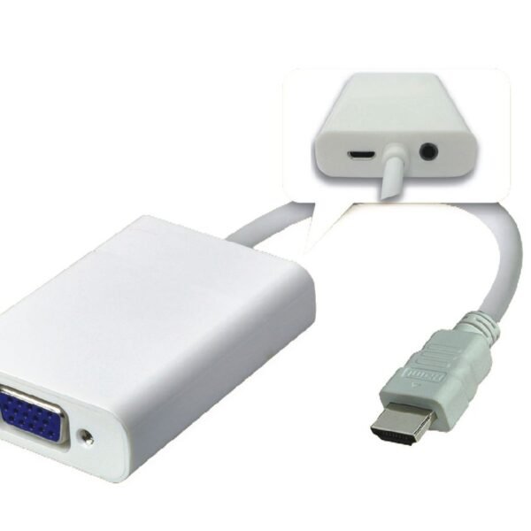 Adapter HDMI - VGA M/F, White Support Audio, 1920*1080p@60Hz with Micro USB for additional power supply