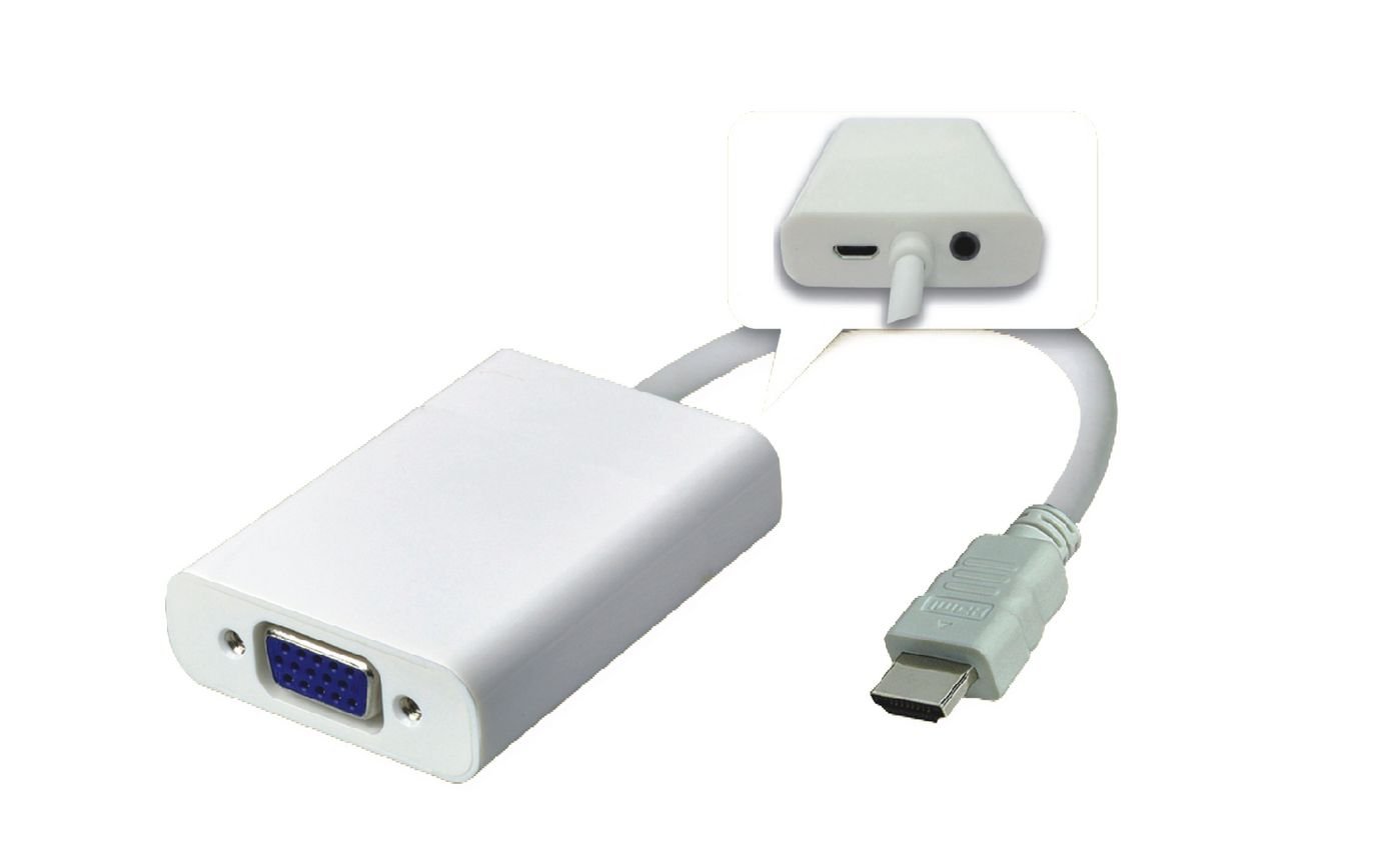 Img_25426049.jpg Adapter HDMI - VGA M/F, White Support Audio, 1920*1080p@60Hz with Micro USB for additional power supply - Image 1