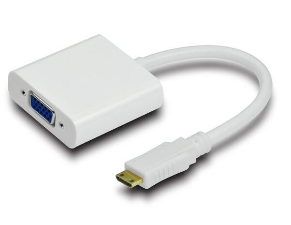 HDMI Mini 19C-VGA adapter M-F HDMI Mini type - VGA, White Supports : 1920 x 1080p@60Hz
