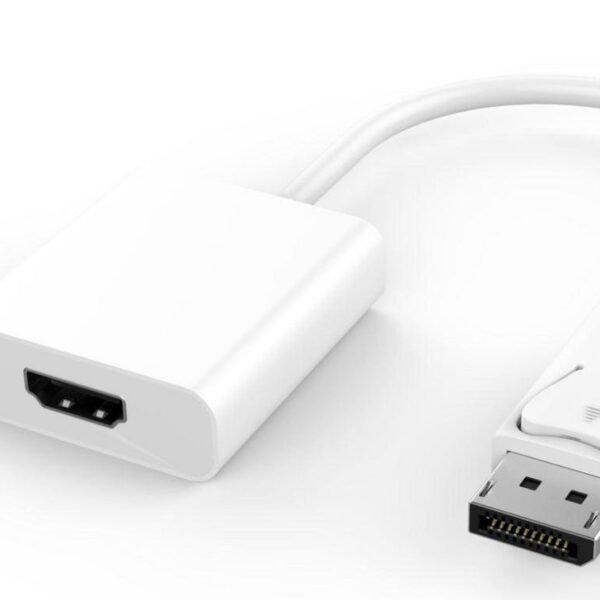 Active Displayport Adapter 1.2 DP male to HDMI female, White, Resolution : 4096x2160, Supporting 4K*2K@30Hz