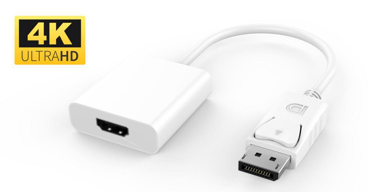 Img_25426386.jpg Active Displayport Adapter 1.2 DP male to HDMI female, White, Resolution : 4096x2160, Supporting 4K*2K@30Hz - Image 1