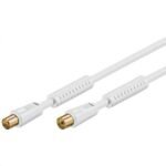 Coax M-F 10m White 75 Ohm With ferritfilters for100HZ TV Double Shielded