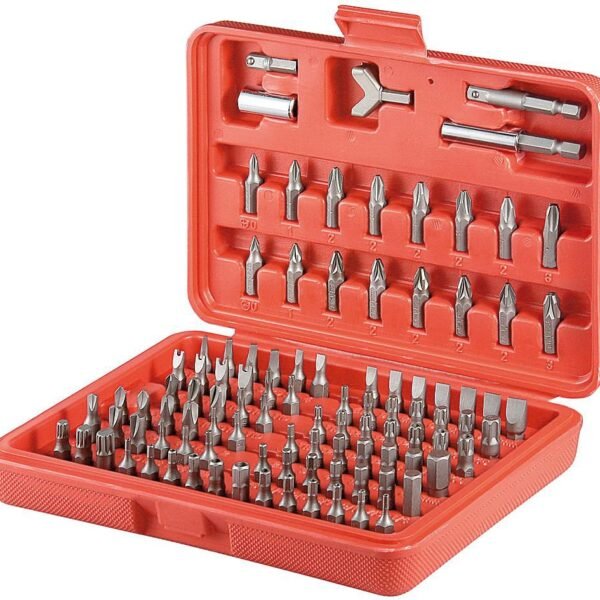 100 pcs Bit set 77045, Metal, Plastic, Red,  Silver