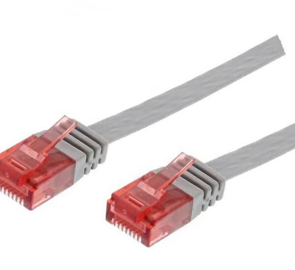 U/UTP CAT6 0.25M Grey Flat Unshielded Network Cable, PVC, 4x2xAWG 32/7 CU