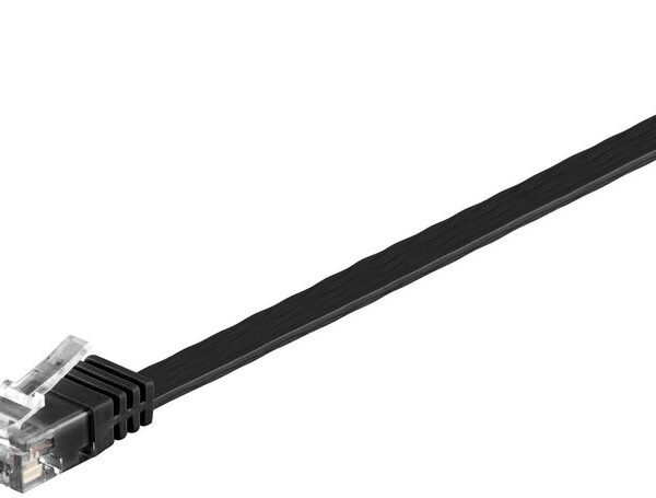 U/UTP CAT6 0.25M Black Flat Unshielded Network Cable, PVC, 4x2xAWG 32/7 CU