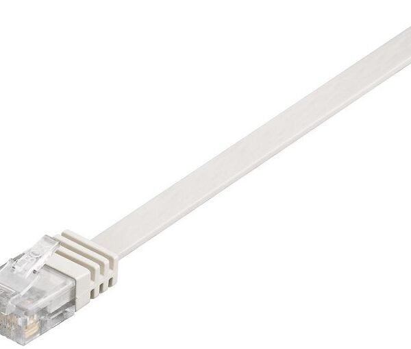 U/UTP CAT6 0.25M White Flat Unshielded Network Cable, PVC, 4x2xAWG 32/7 CU