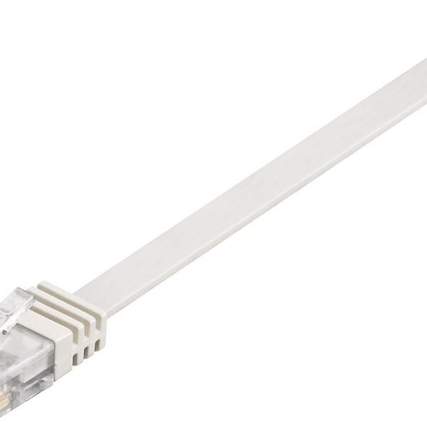 U/UTP CAT6 0.25M White Flat Unshielded Network Cable, PVC, 4x2xAWG 32/7 CU