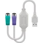 USB A - Converter 2x PS/2 0,3m Support W2000, XP, Vista, MAC, Win7, Win8, Win10