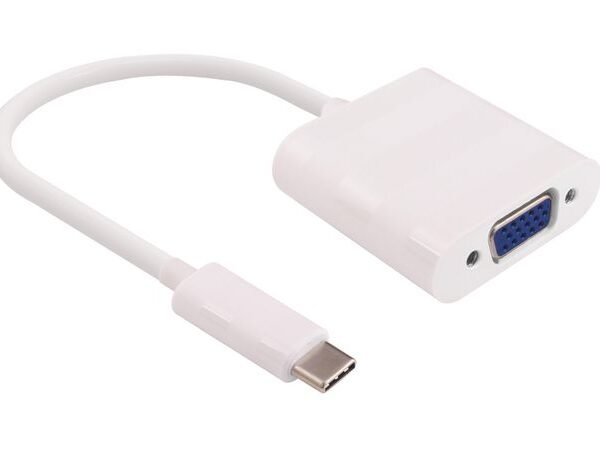 USB-C to VGA Adapter 0.2m Max. 1920x1080p@60Hz White, supports windows 10