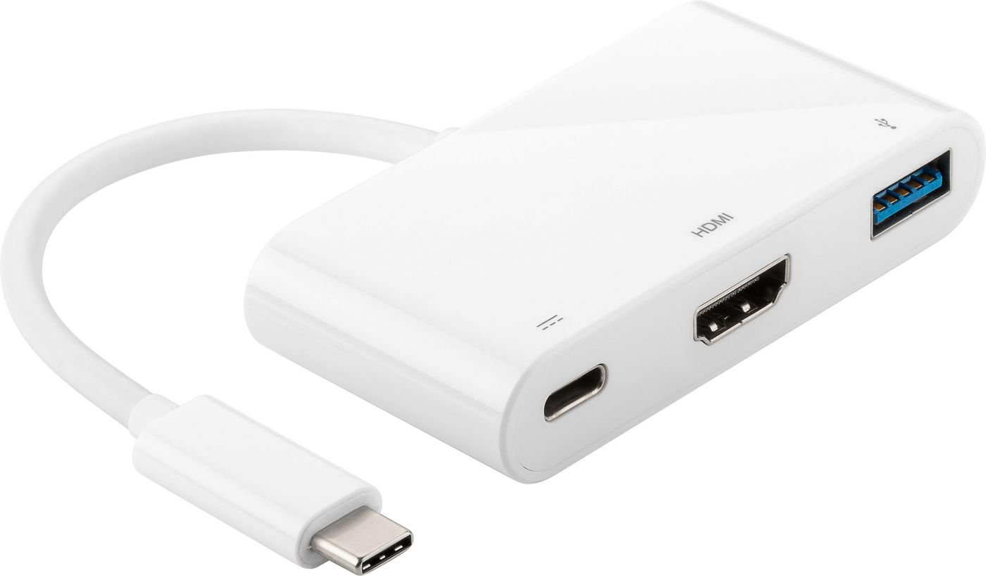 Img_25426990.jpg USB-C to USB 3.2 Gen 1 /HDMI/USB-C HDMI1.4 Female/USB3.0A Female/ USB-C Female, 0,2m, white - Image 1