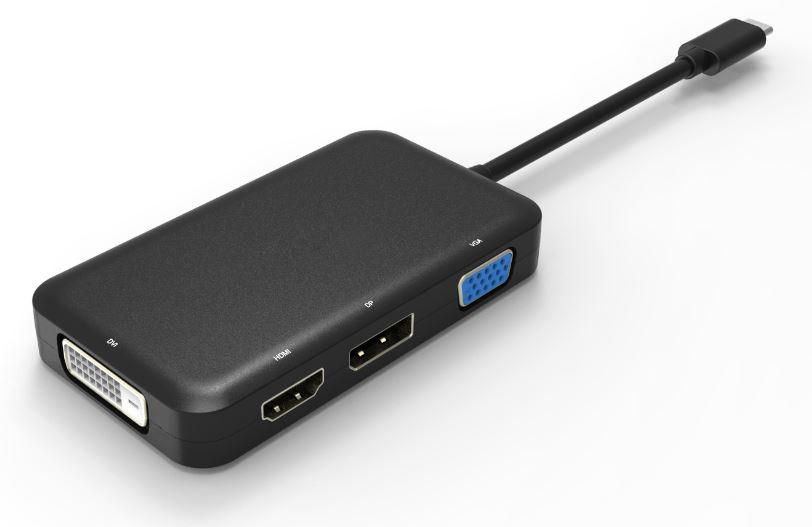Img_25426998.jpg USB-C to DP / HDMI v1.4 / DVI-D 24+1 / VGA, Black Supports 3840x2160P/ 60HZ - Image 1