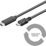 USB-C to USB2.0 Micro B 1M Black, for synching and  charging, Speed Rate at 0,48 Gbs. 2,5W