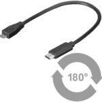 USB-C to USB2.0 Micro B 0.2M Black, for synching and  charging, Speed Rate at 0,48 Gbs. 2,5W