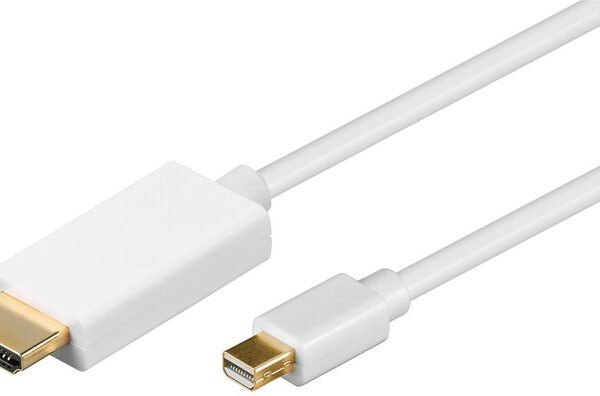 Mini Displayport to HDMI  Cable 2m incl. audio  transmission White, Gold plated plugs, resolution : 1920*1080p