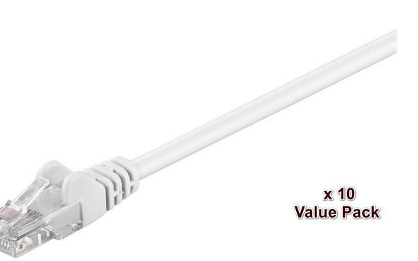 U/UTP CAT5e 0.5m White10 Pack 1 pcs. = 10 pcs. in one bag PVC, 4x2xAWG 26 CCA