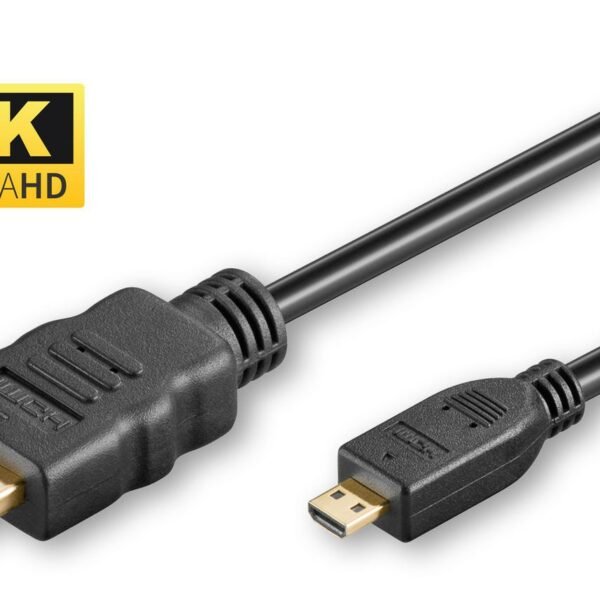 4K HDMI A-D cable, 2m Gold plated connector with  ethernet & double shielding. 4K@60Hz