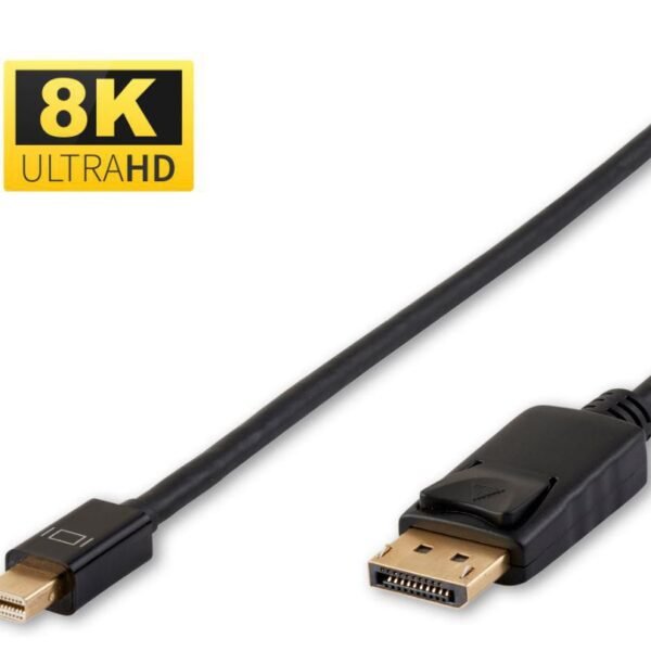 8K Mini Displayport to  Displayport Cable 1m  Male-Male, Black, 8K 60Hz Gold-plated Plugs