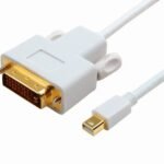 Mini Displayport to DVI-D  Cable 2m Dual Link 24+1,  Passive White, Gold plated, resolution : 1920*1080p