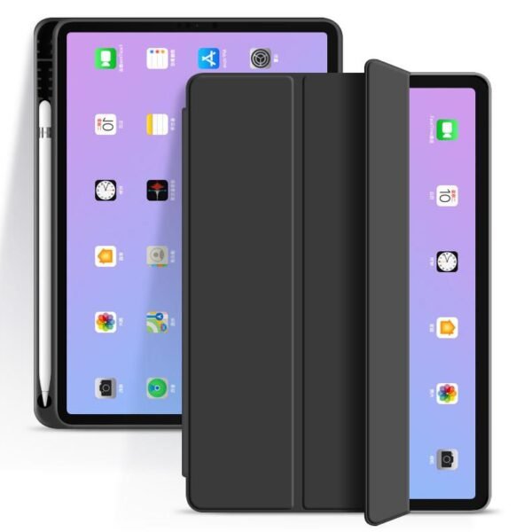 iPad 10.2 SEATTLE Pencil  Case. Black PU leather front  with soft TPU back and pencil slot.