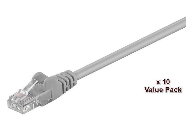 U/UTP CAT5e 3M Grey 10 Pack 1 pcs. = 10 pcs. in one bag PVC, 4x2xAWG 26 CCA