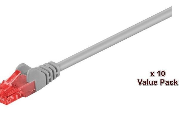 U/UTP CAT6 0.5M Grey 10 Pack 1 pcs. = 10 pcs. in one bag AWG 26, PVC