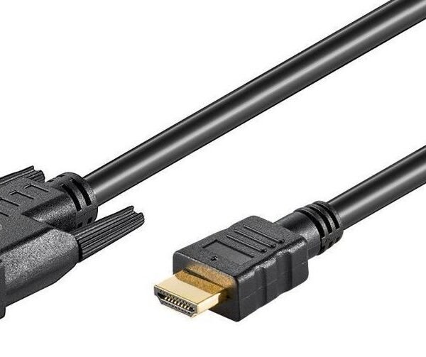 HDMI 19 - DVI-D 18+1 1.5m M-M Resolution :  HDTV up to  1080p Gold-Plated Connectors